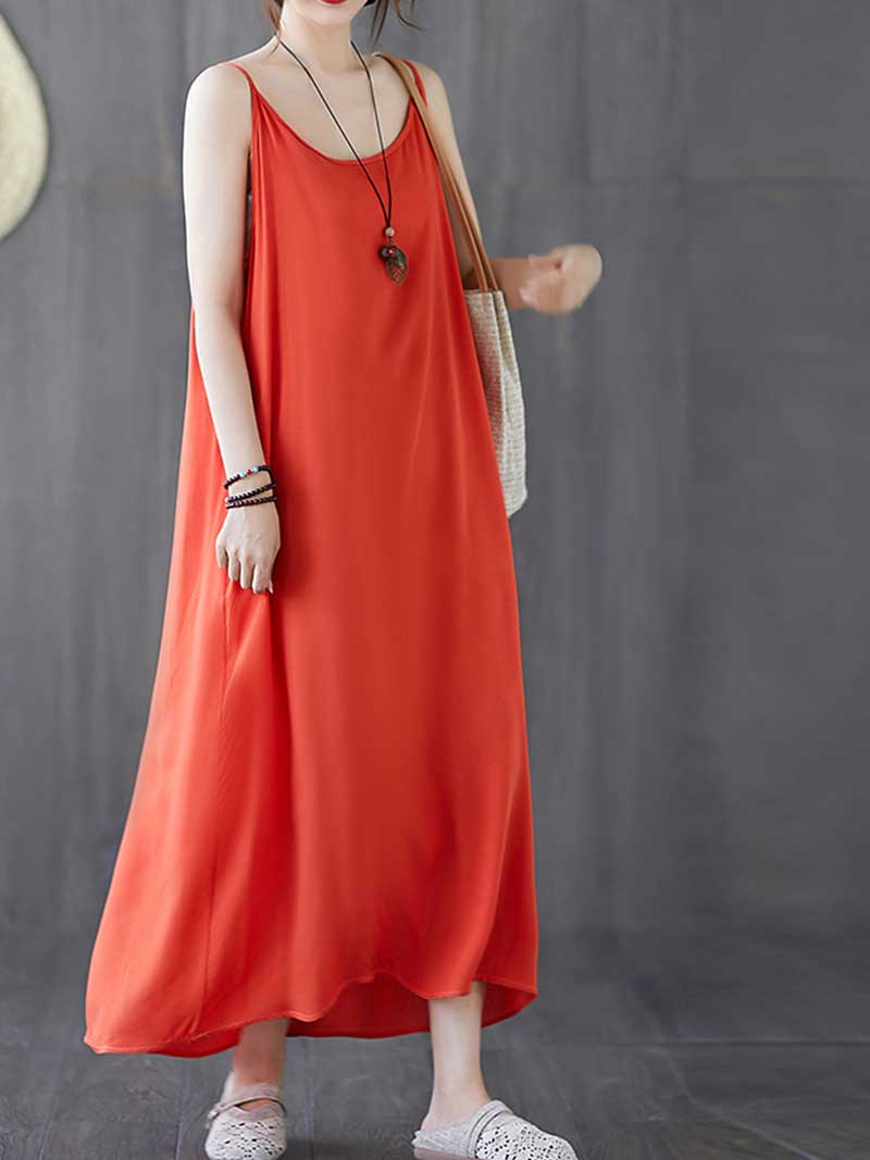 Plain Cotton Slip Dress - Fashionpara