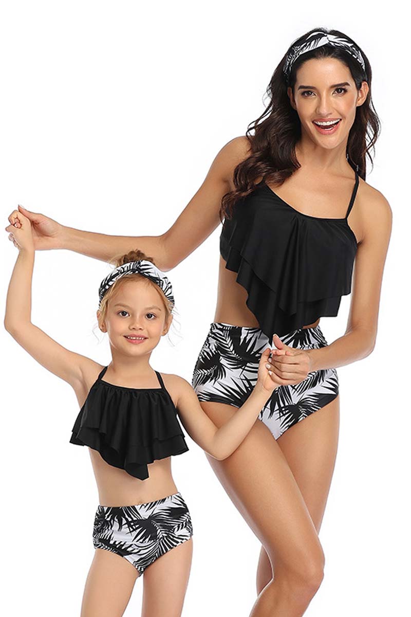 Leaf Print Parent-child Two Pieces Swimsuit