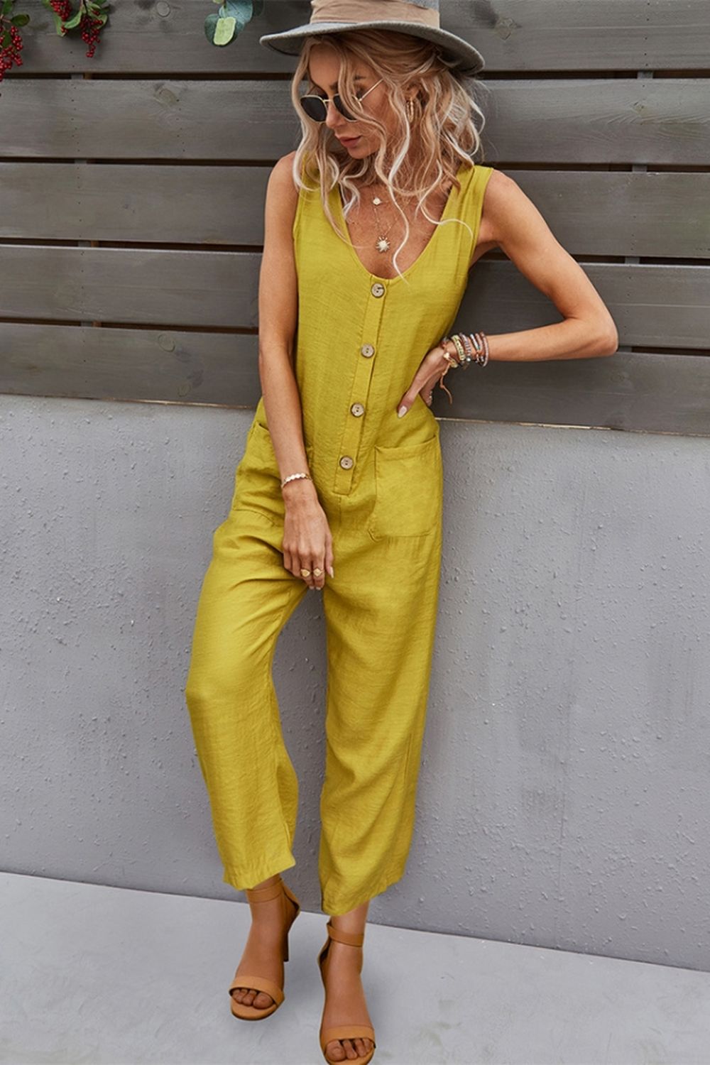 Pocket Solid Color Jumpsuit