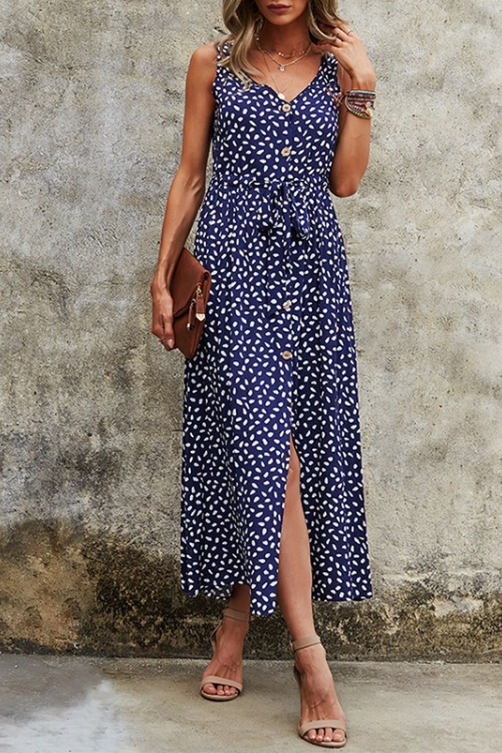 Polka Dot Sling Maxi Dress