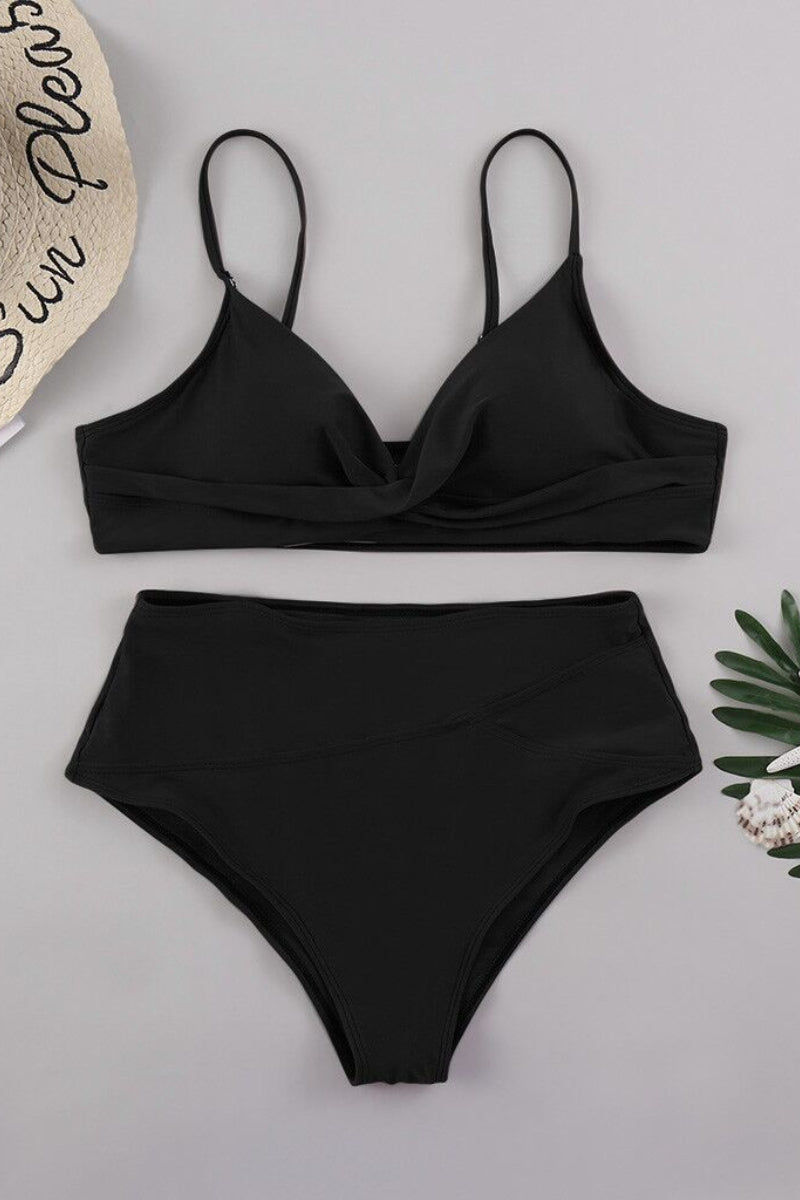 V Neck High-waisted  Bikini Set