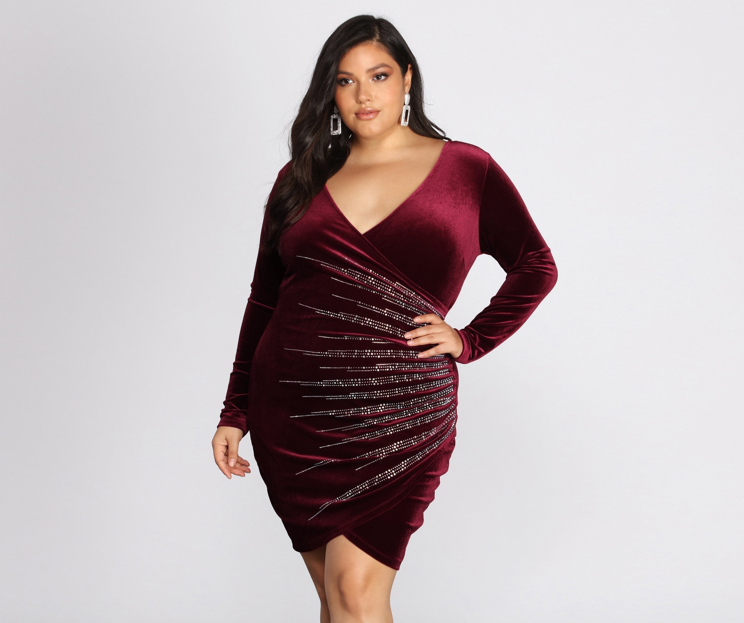 Plus Samantha Wrap Heat Stone Dress - Lady Occasions