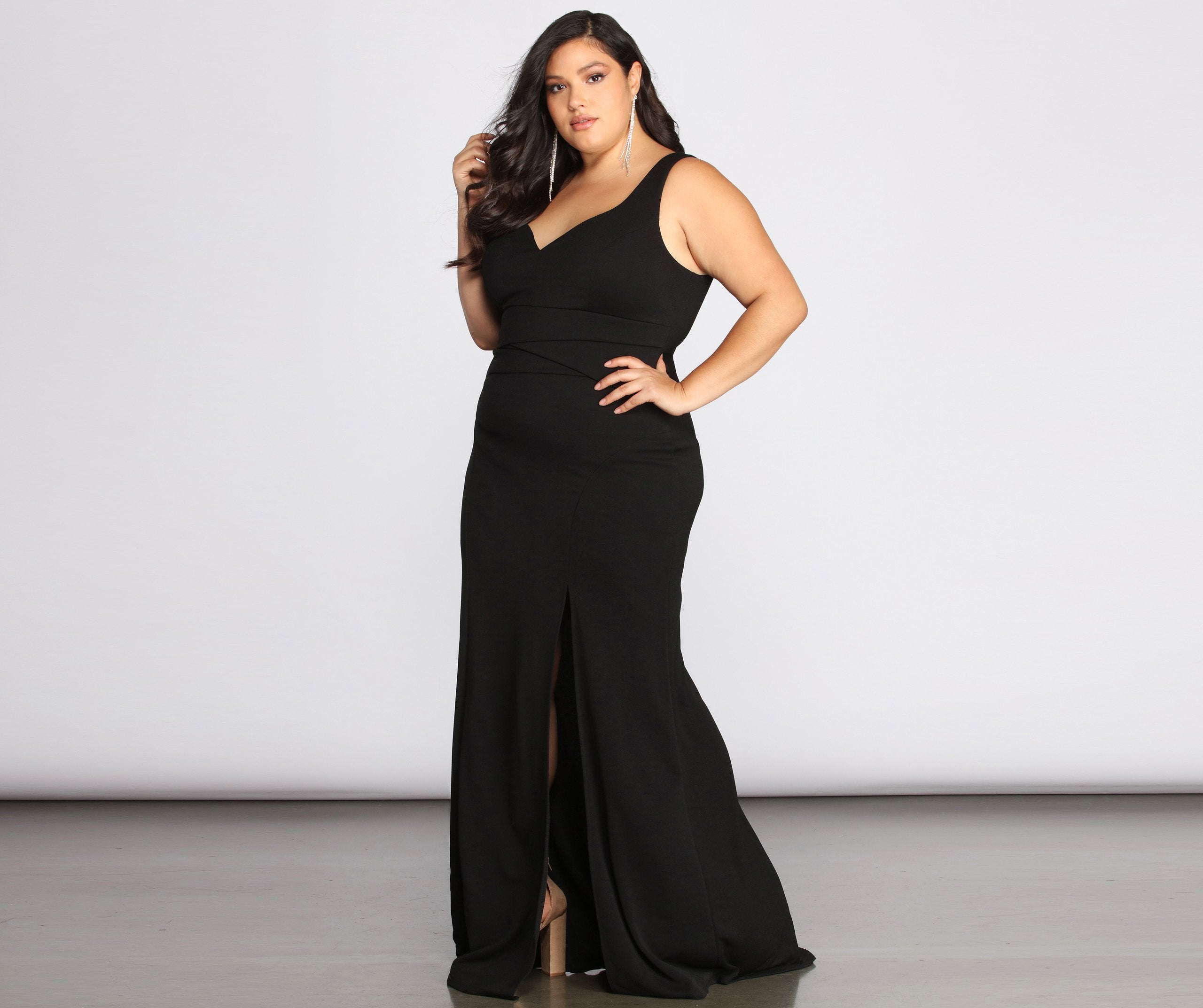 Plus Kaitlyn Formal High Slit Dress - Fashionpara