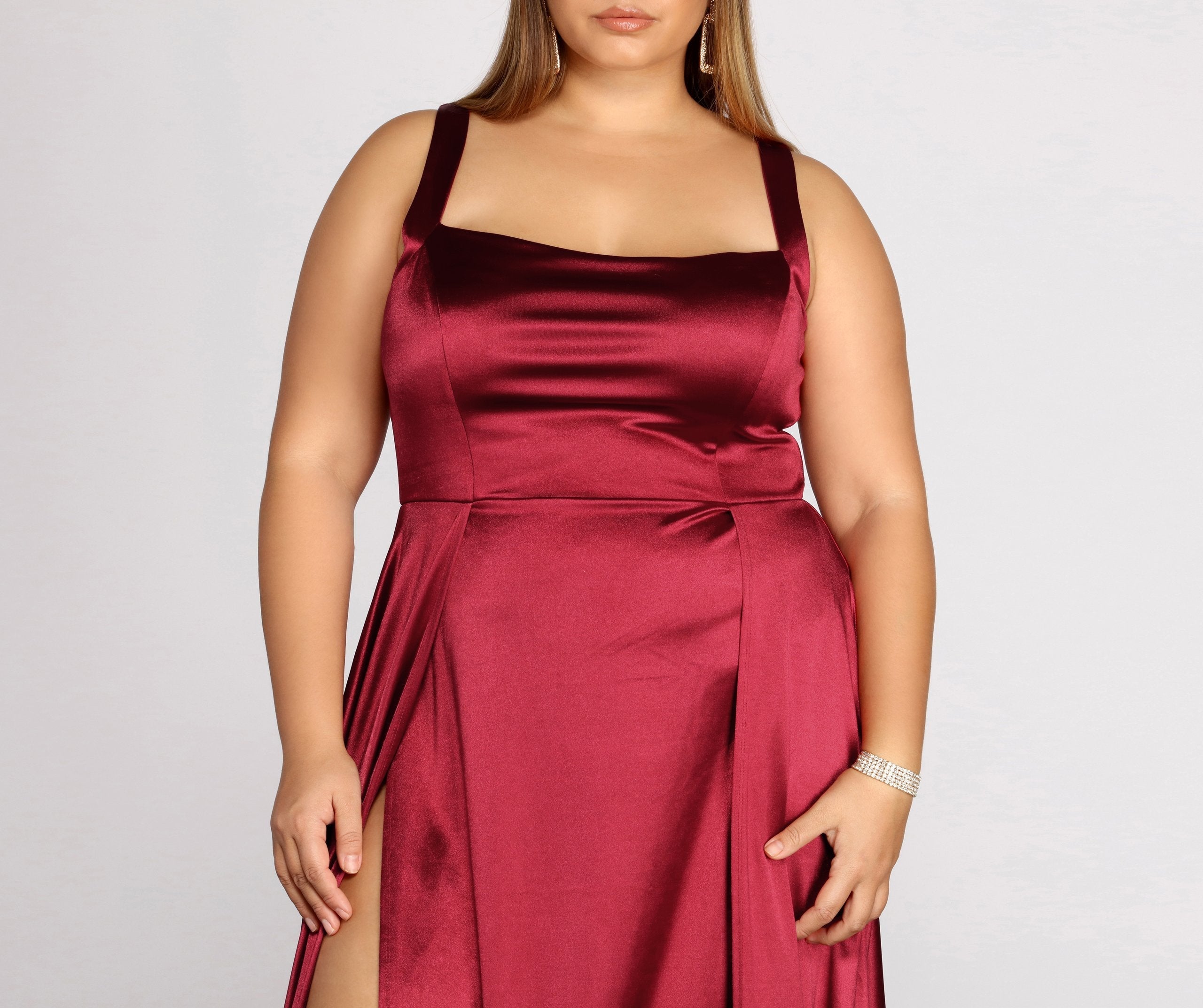 Plus Eve Double Slit Formal Dress - Fashionpara