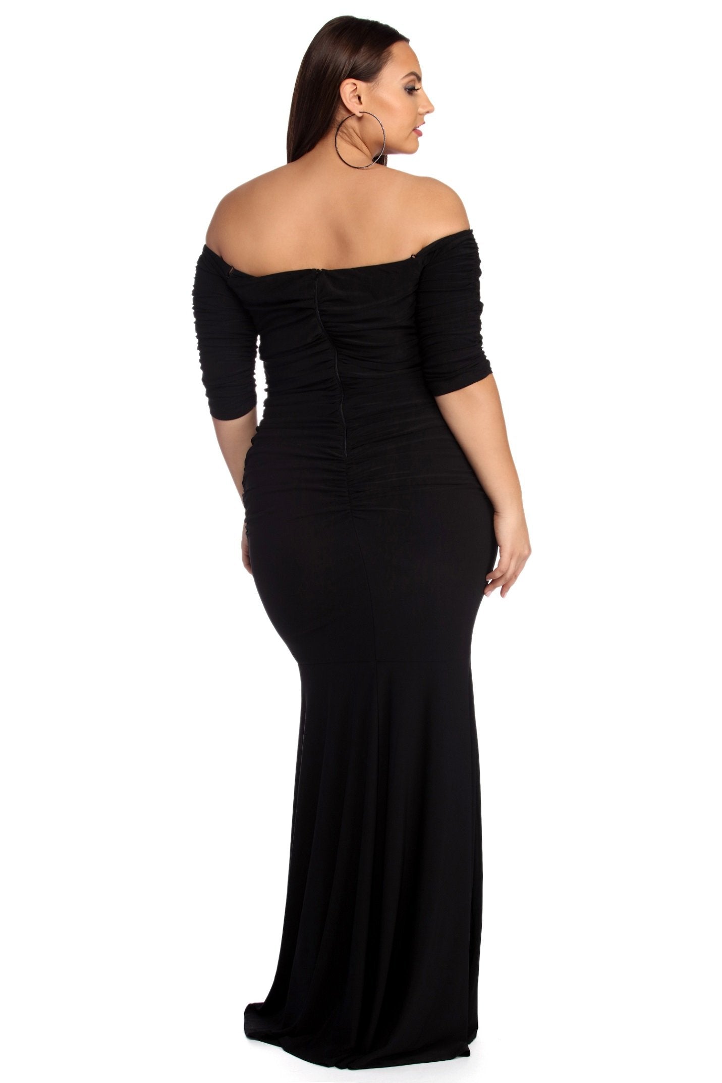 Plus Stella Formal Ruched Dress - Fashionpara