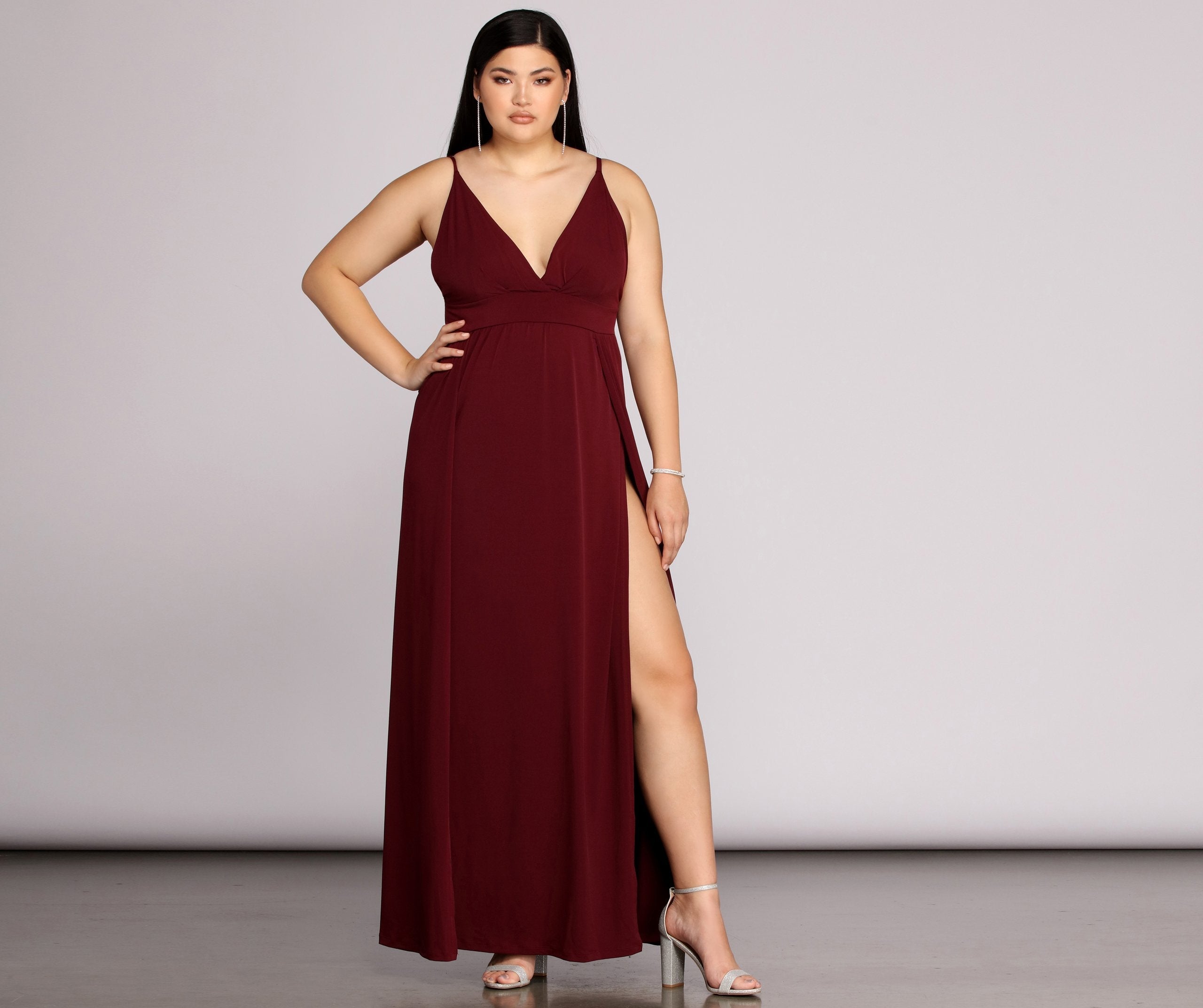 Plus Galilea Formal High Slit Dress - Fashionpara