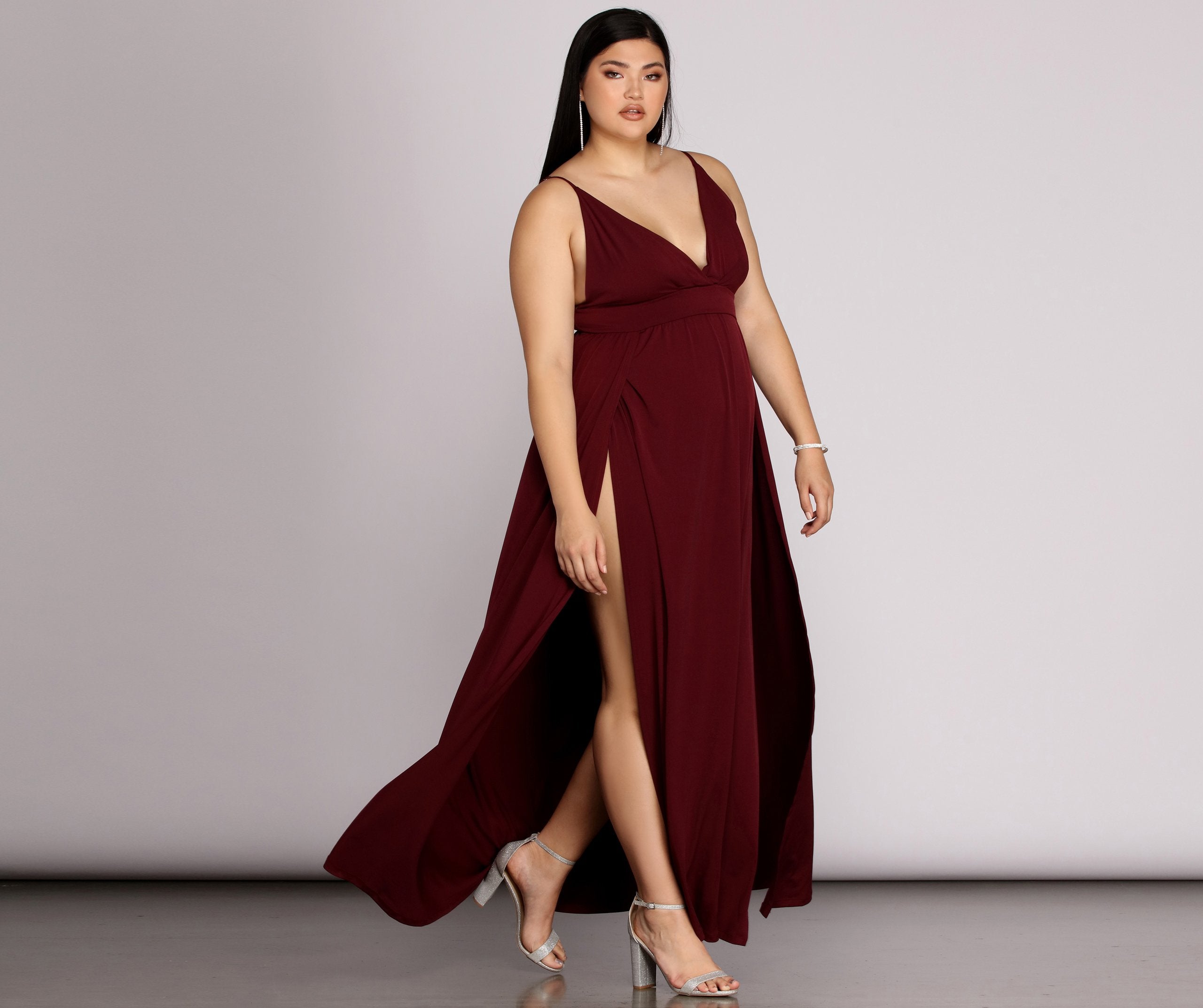 Plus Galilea Formal High Slit Dress - Fashionpara