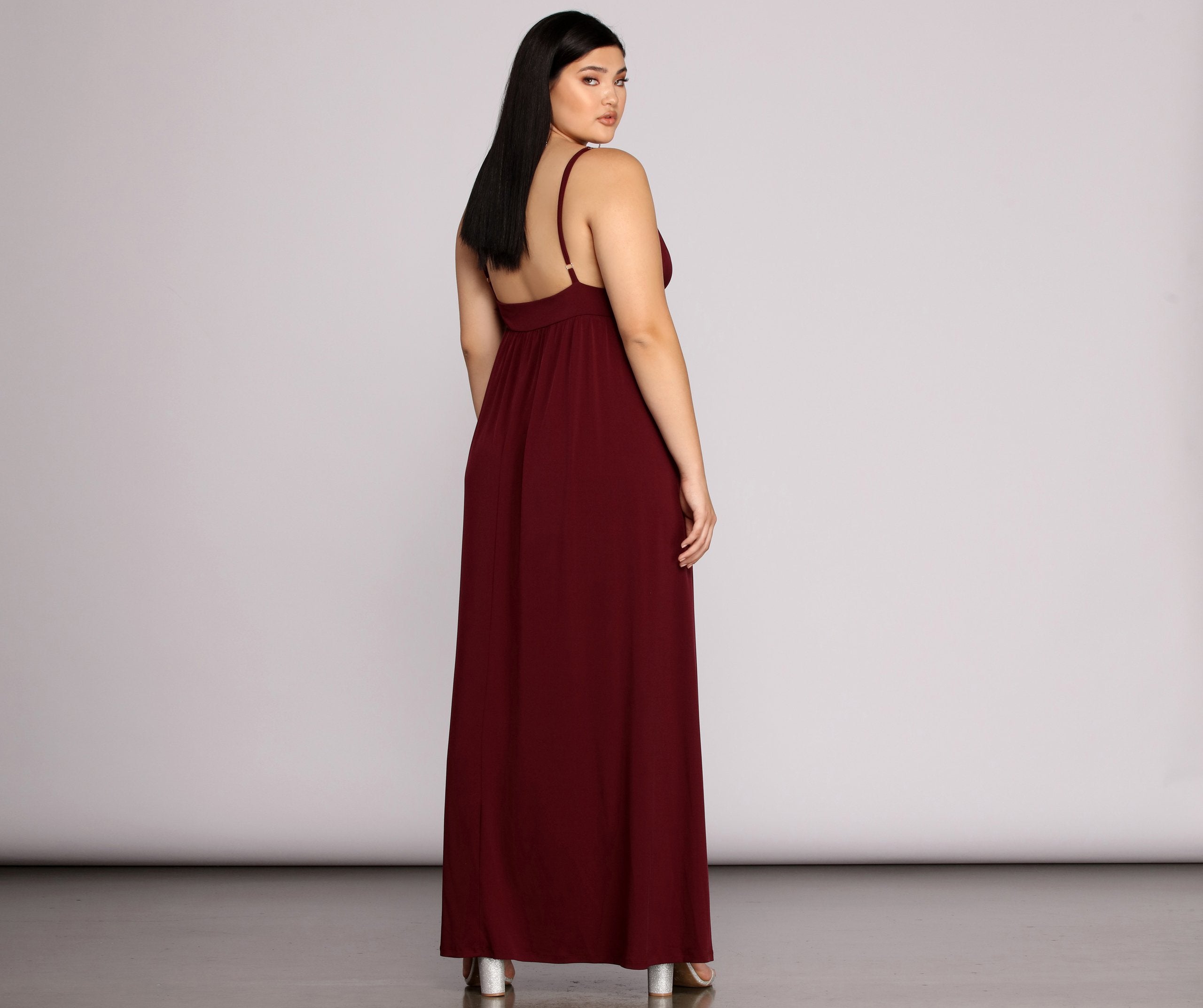 Plus Galilea Formal High Slit Dress - Fashionpara