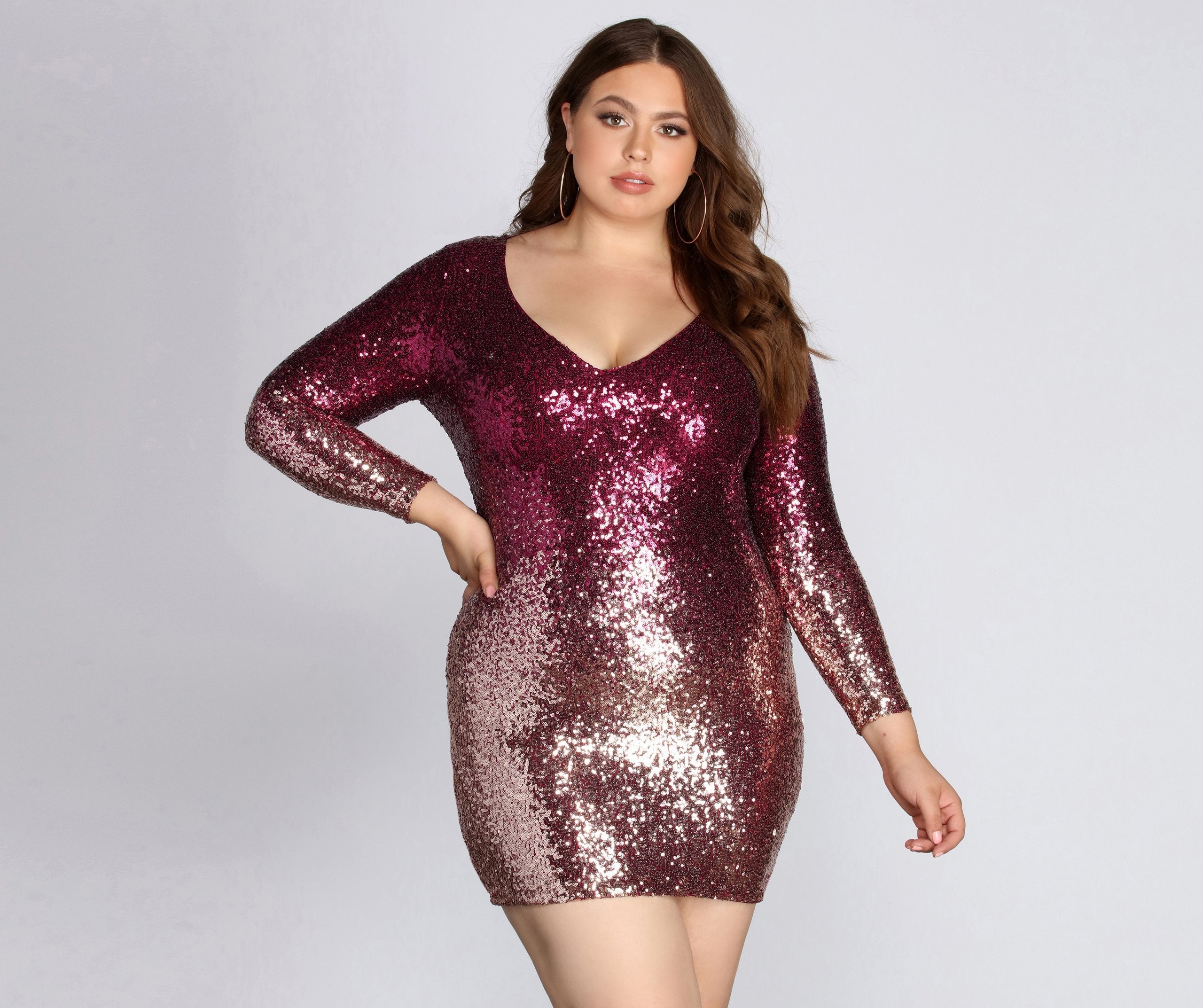 Plus Ombre Sequin Dress - Fashionpara