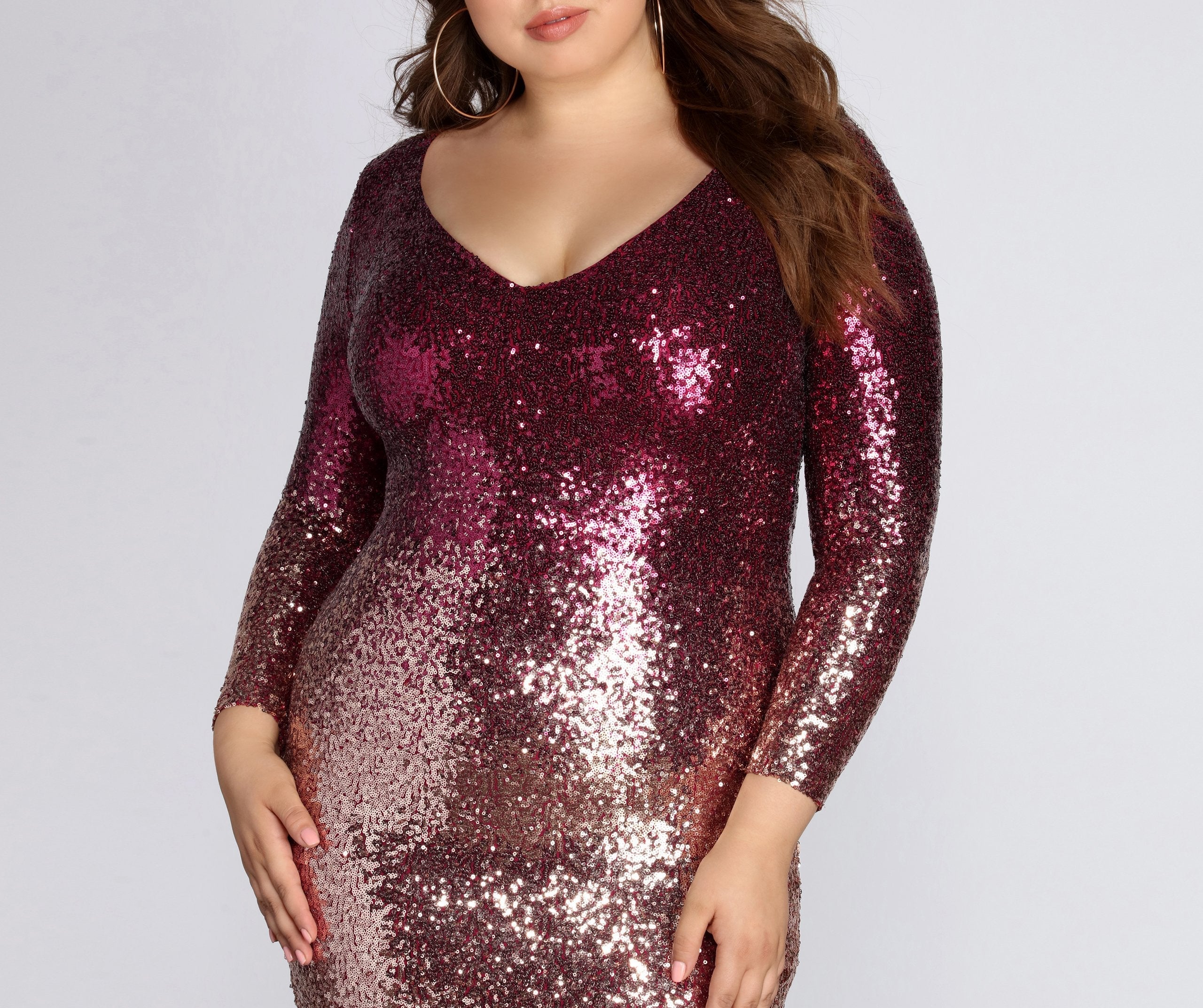 Plus Ombre Sequin Dress - Fashionpara