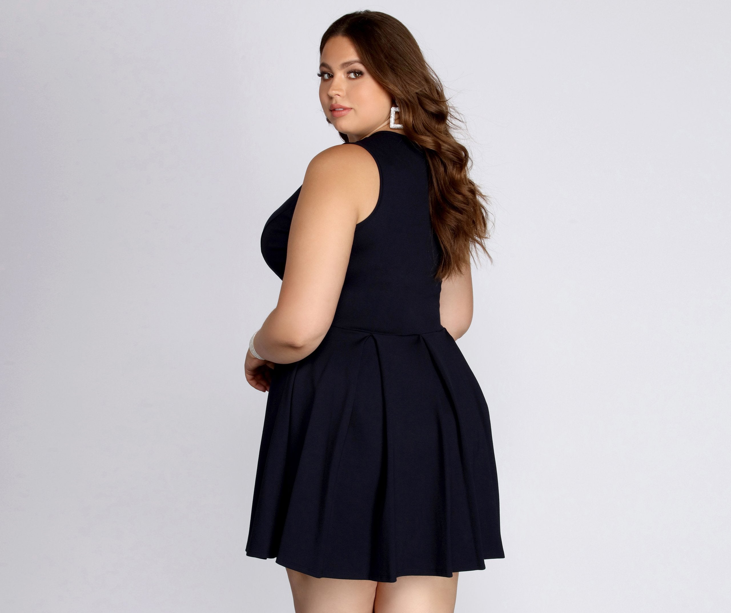 Plus Pretty And Pleated Skater Dress - Fashionpara