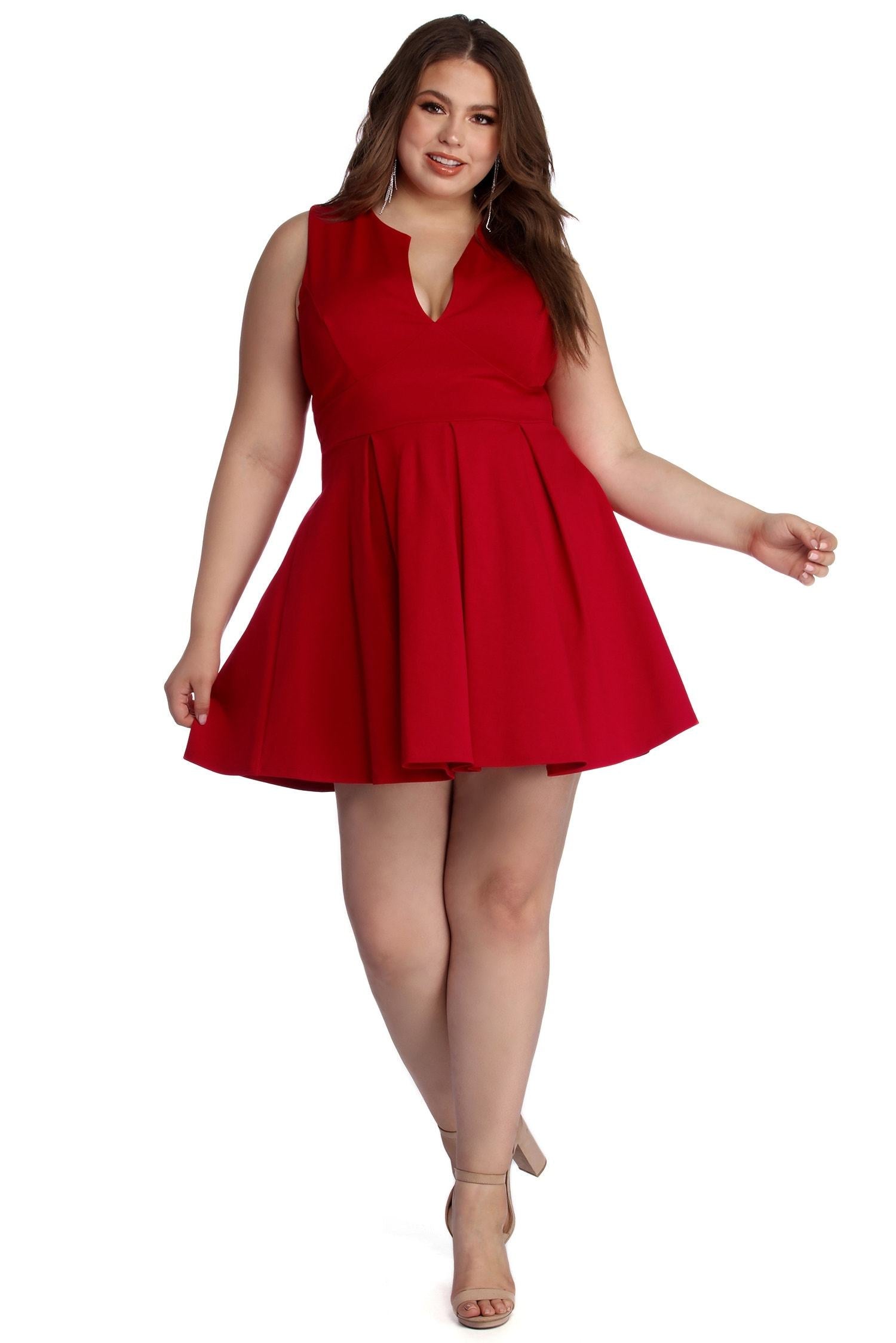 Plus Pretty And Pleated Skater Dress - Fashionpara