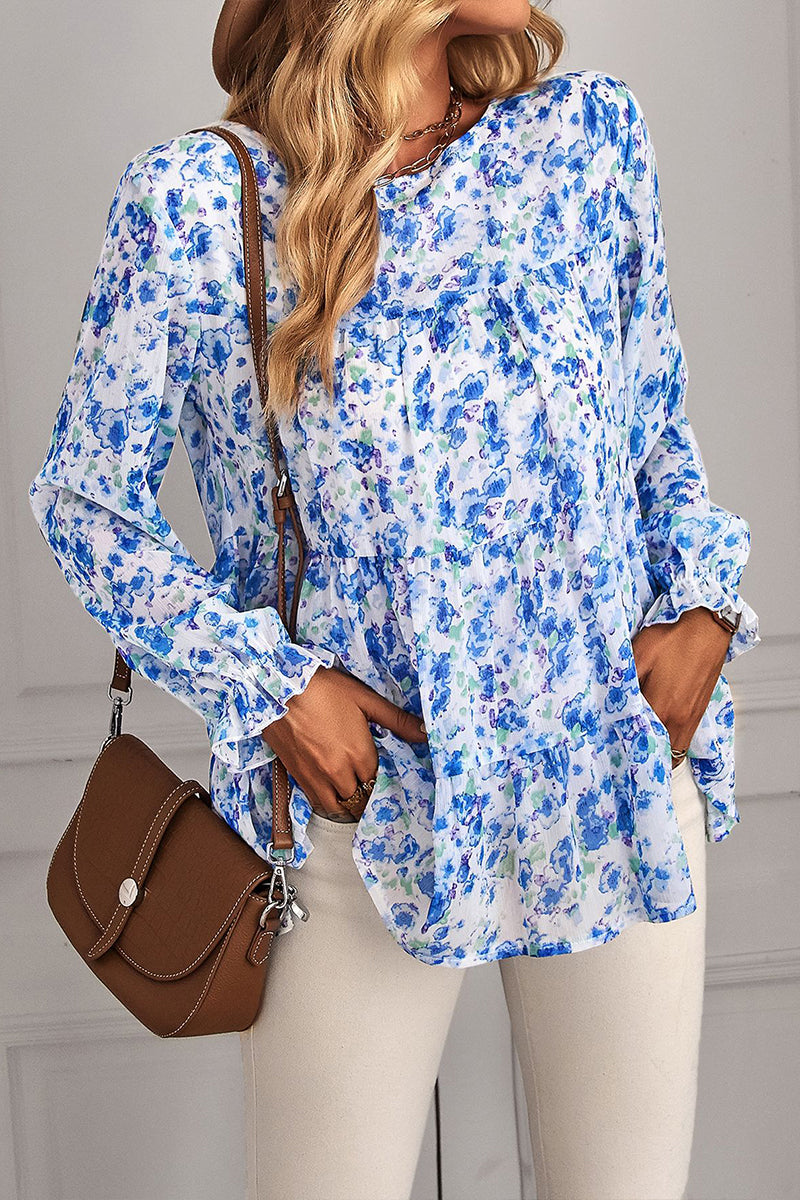 Round Neck Floral Loose Top