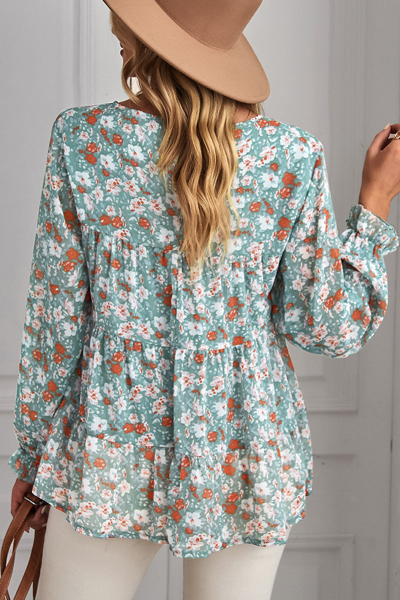 Round Neck Floral Loose Top