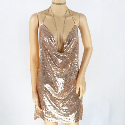 Karina Formal Sequin Cross Back Mini Dress