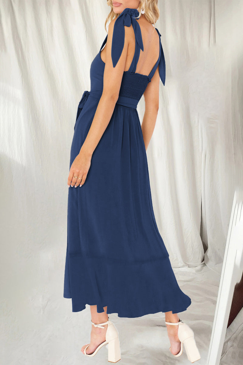 Elegant Simplicity Solid Slit Solid Color Square Collar A Line Dresses(10 Colors)