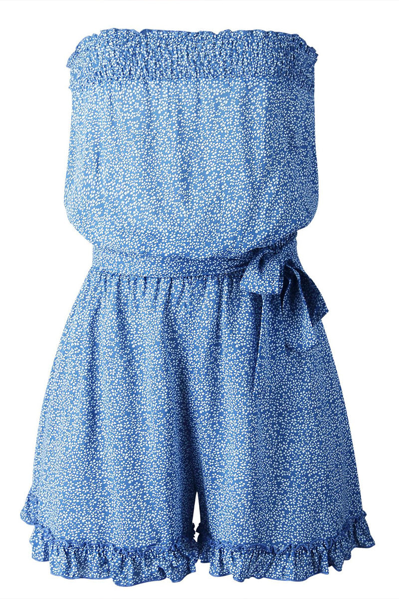 Smocked Floral Strapless Romper