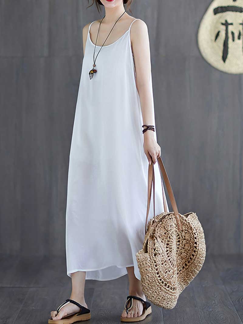 Plain Cotton Slip Dress - Fashionpara