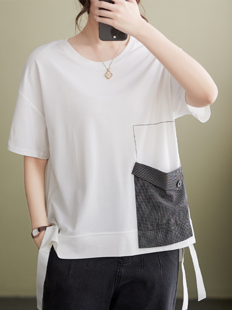 Ever-Pretty Round Neck Short Sleeve Loose Tops