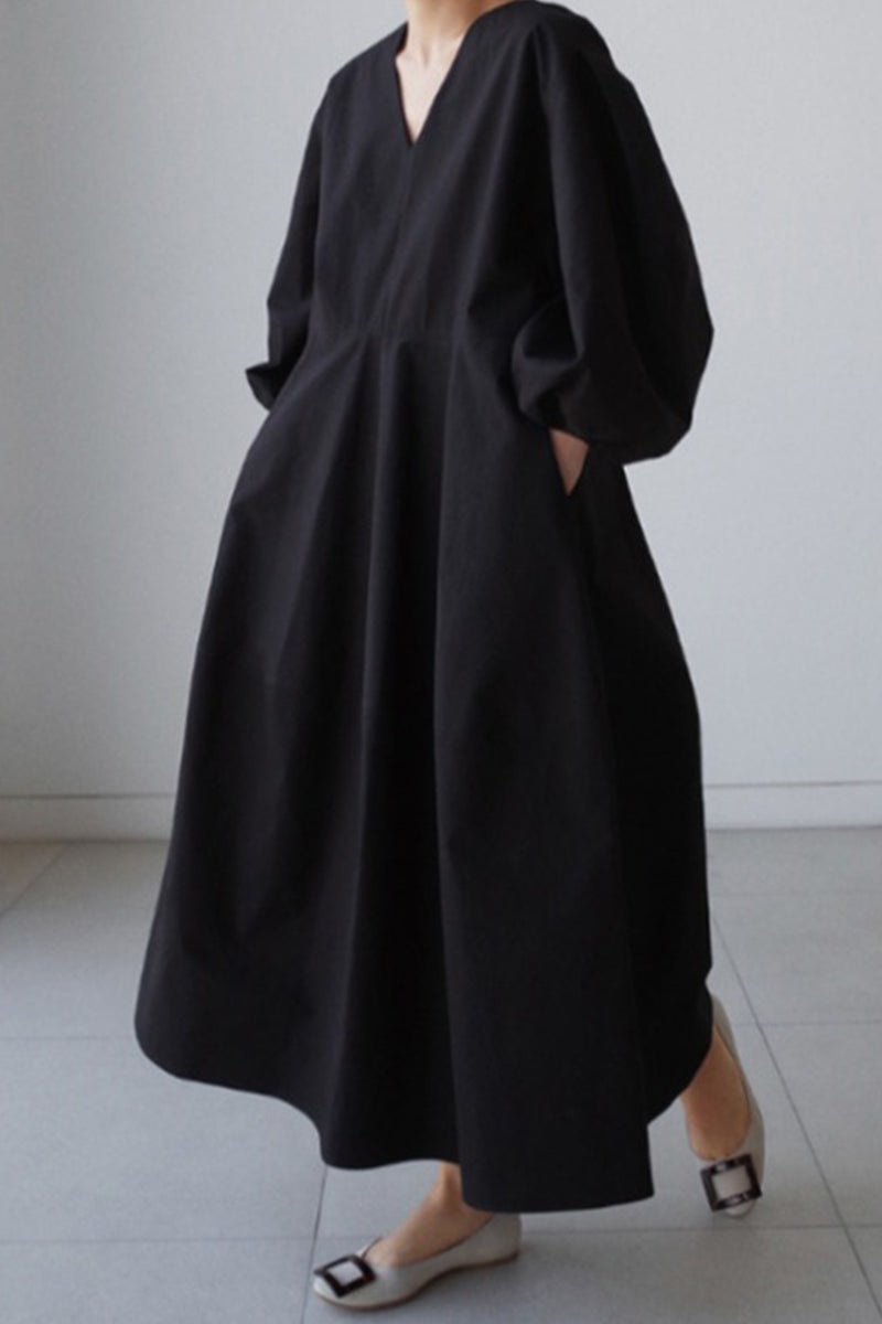 Casual Simplicity Solid V Neck A Line Dresses