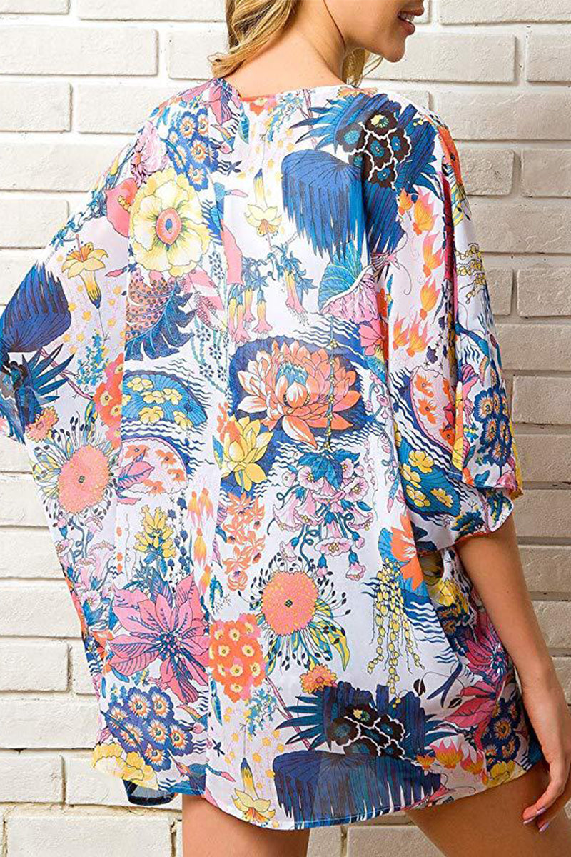 Sexy Vacation Floral Patchwork Swimwears Cover Up