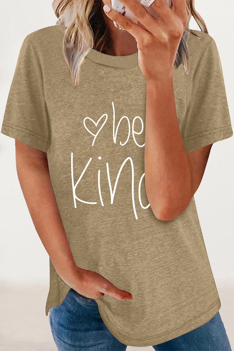 Casual Letter Print O Neck T-Shirts