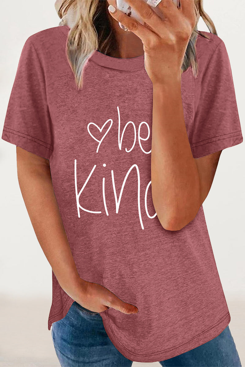 Casual Letter Print O Neck T-Shirts