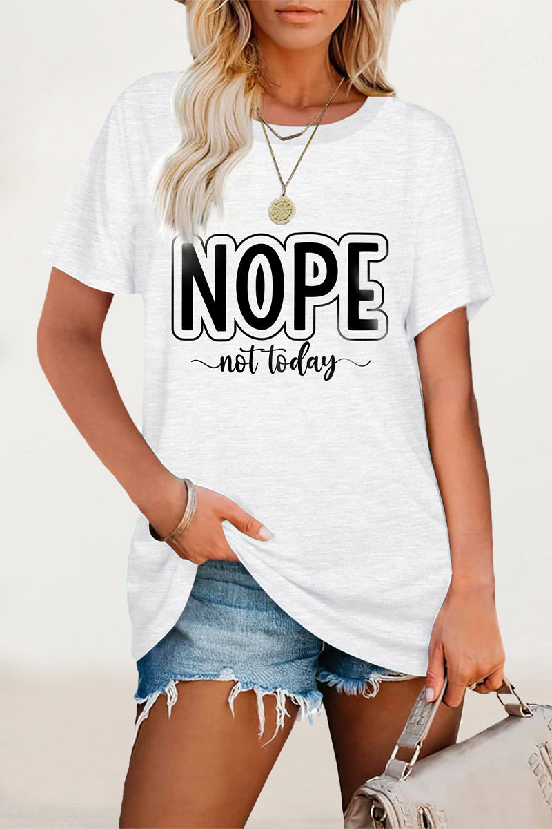 Casual Letter Print O Neck T-Shirts