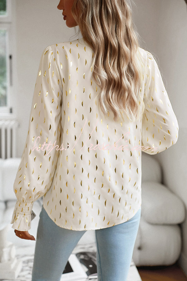 Printed V Neck Pullover Long Sleeved Shirt