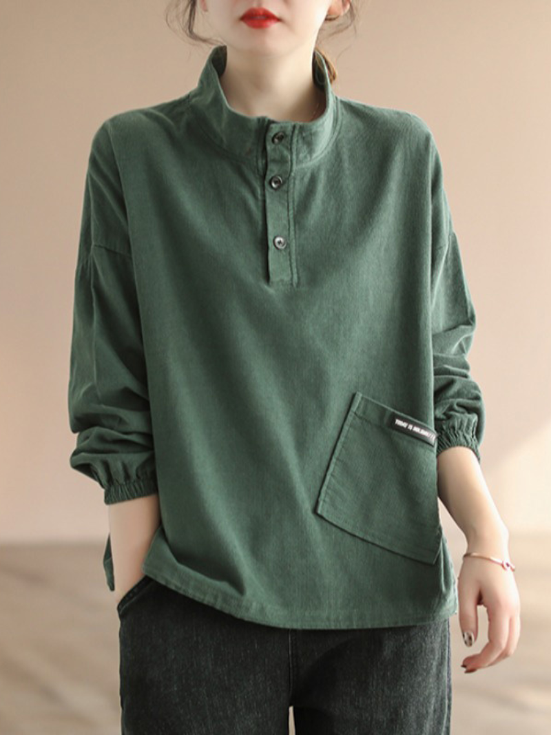 Fashionable Sweater Jacket Loose High Collar Long Sleeve Button Top