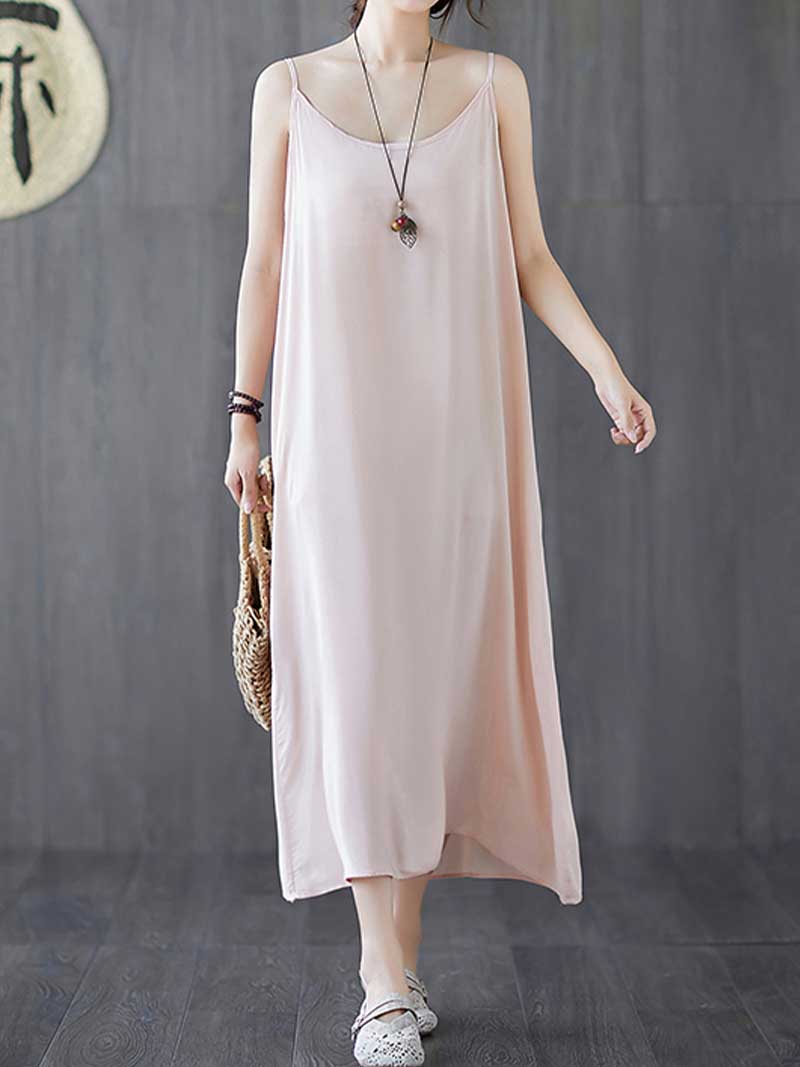 Plain Cotton Slip Dress - Fashionpara