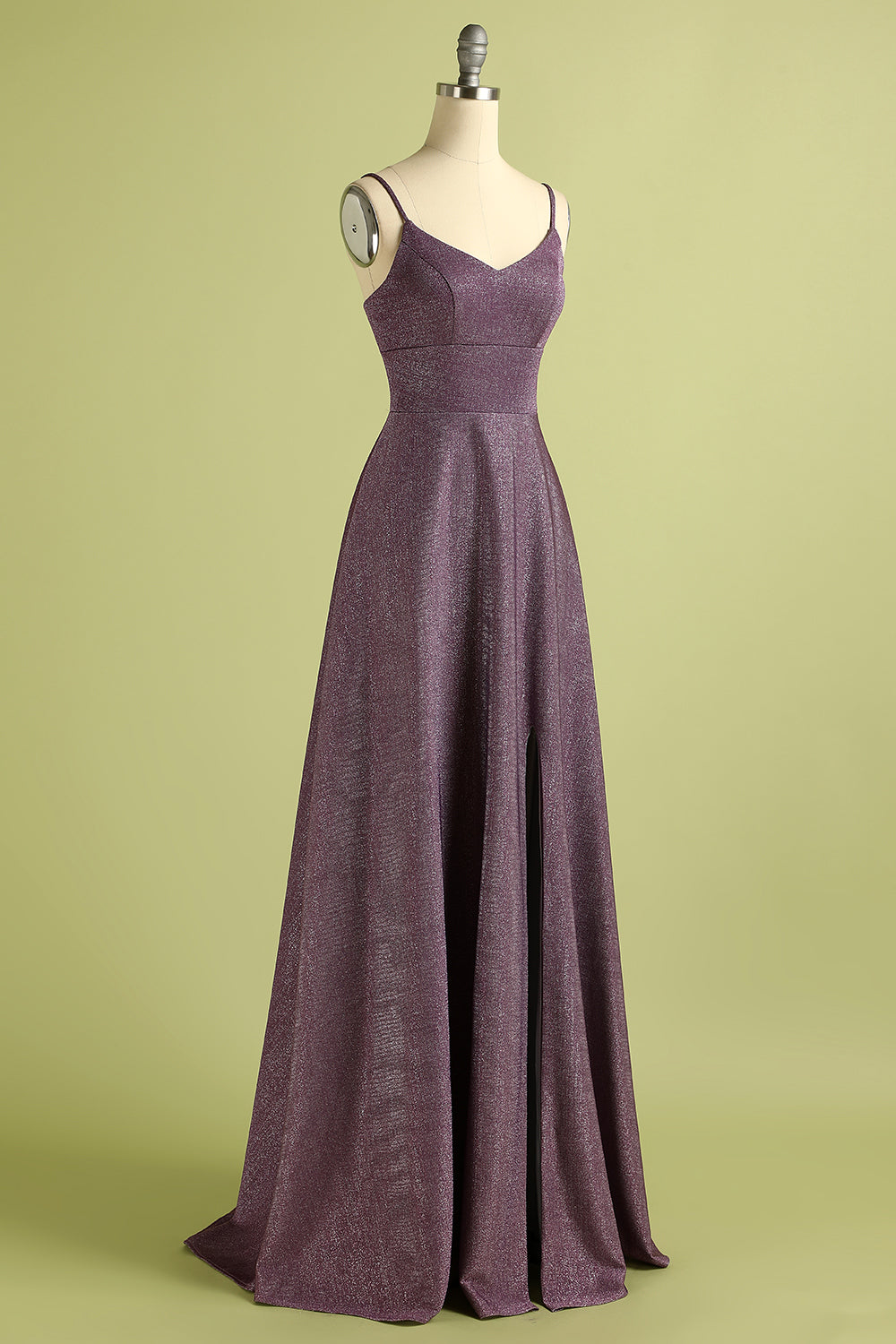 Grape Lace Up Long Satin Prom Dress