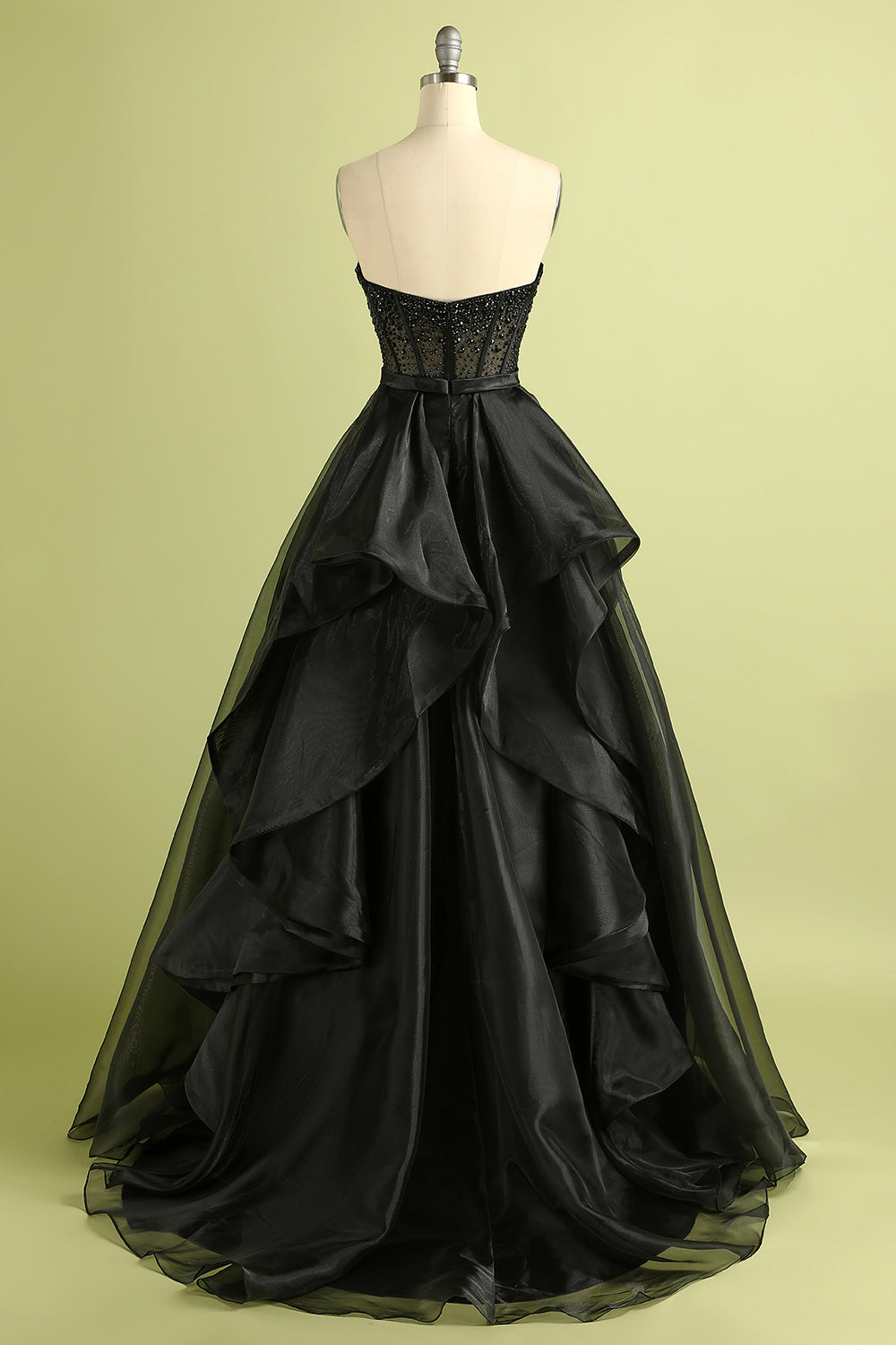 Black Strapless Ball Gown Evening Dress with Beading