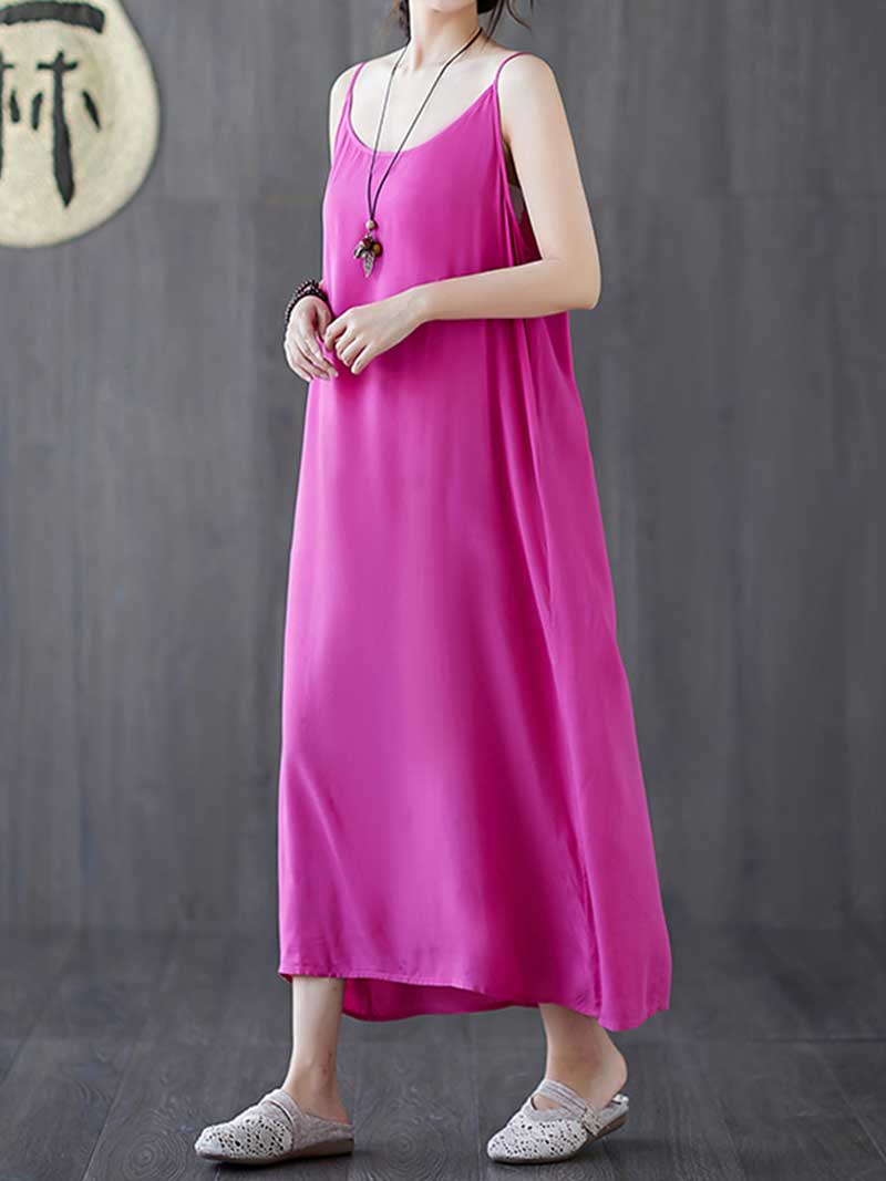 Plain Cotton Slip Dress - Fashionpara