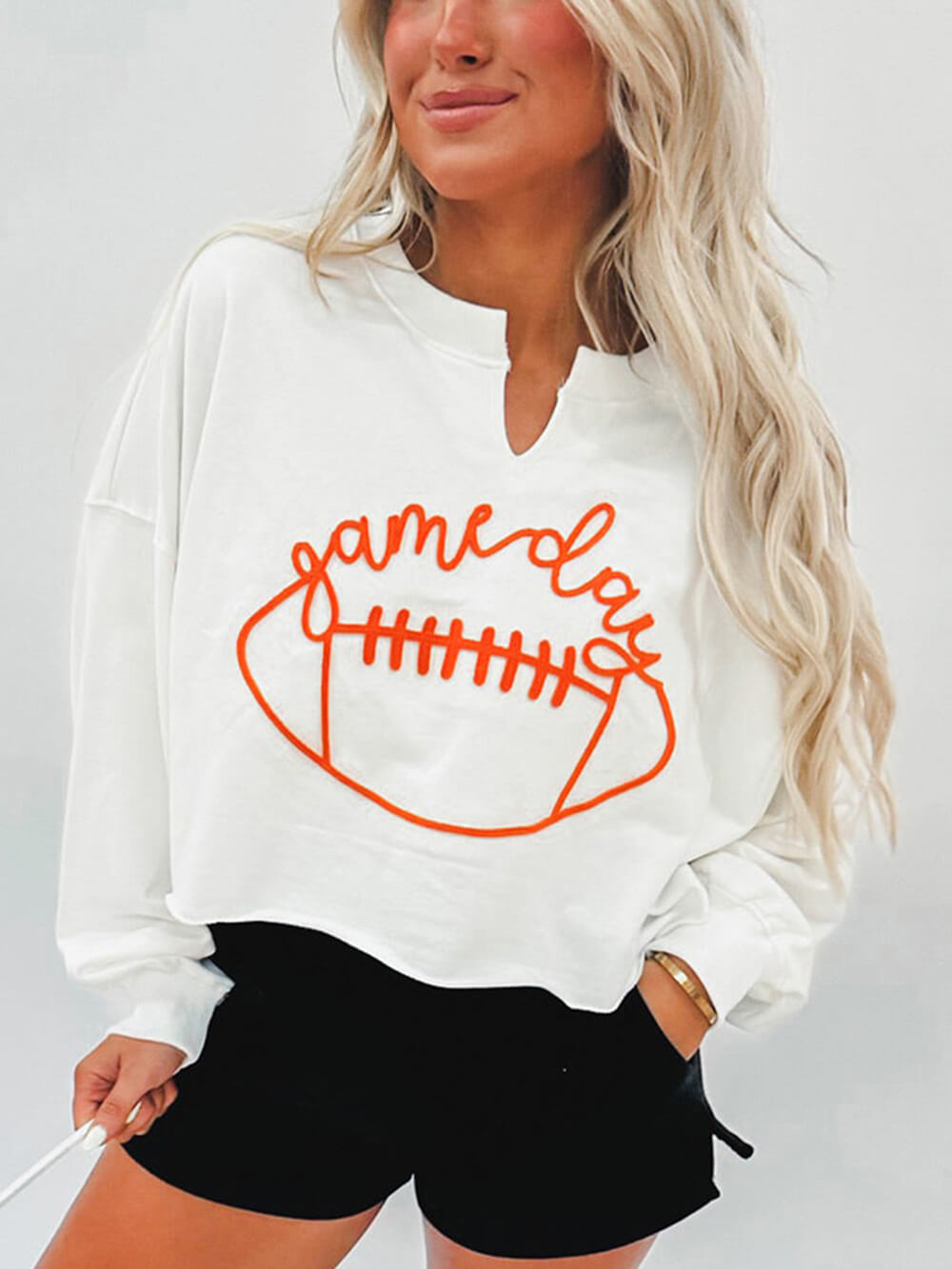 Casual Rugby Letter Embroidered Pullover Sweatshirt