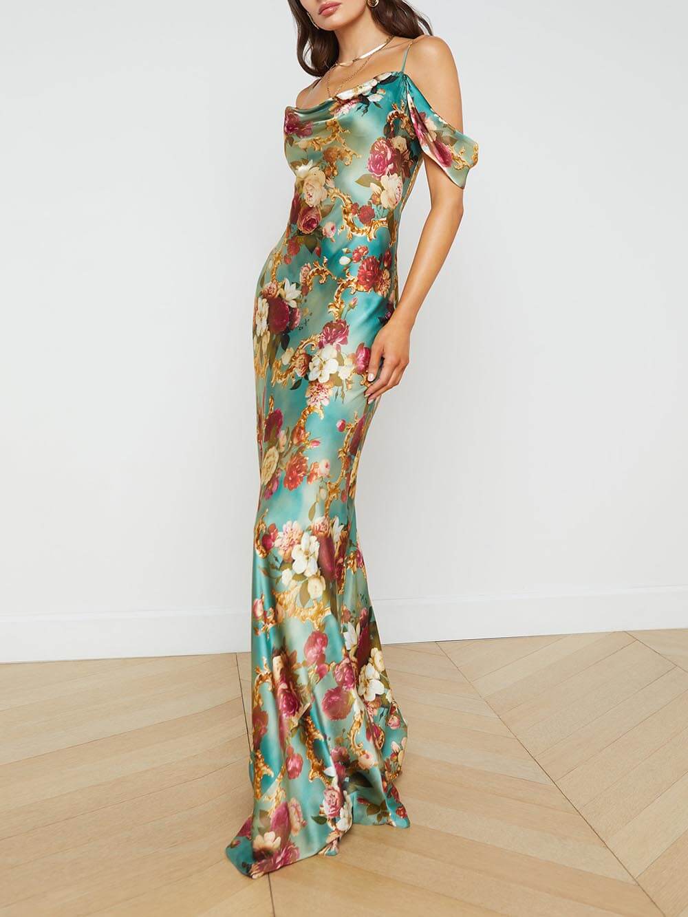 Radiant Off-The-Shoulder Printed Maxi Dress - Fashionpara