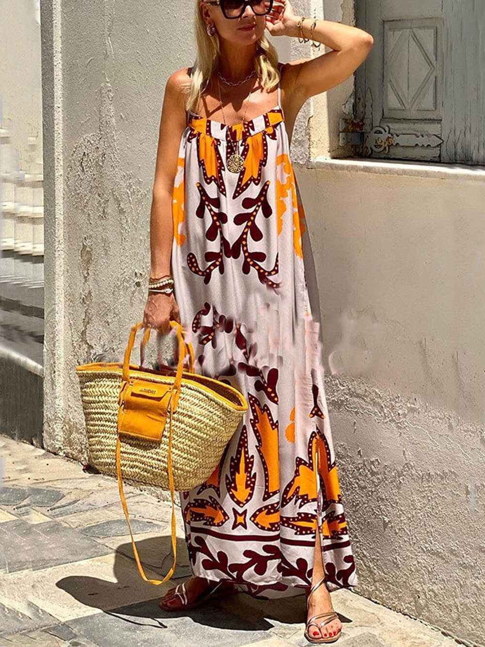 Ethnic Printed Loose Cami Maxi Dress - Fashionpara