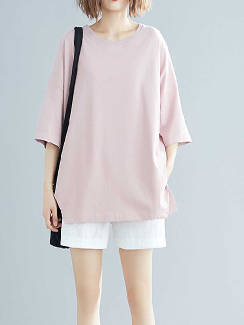 Foggy Day Round Neck Plain Top