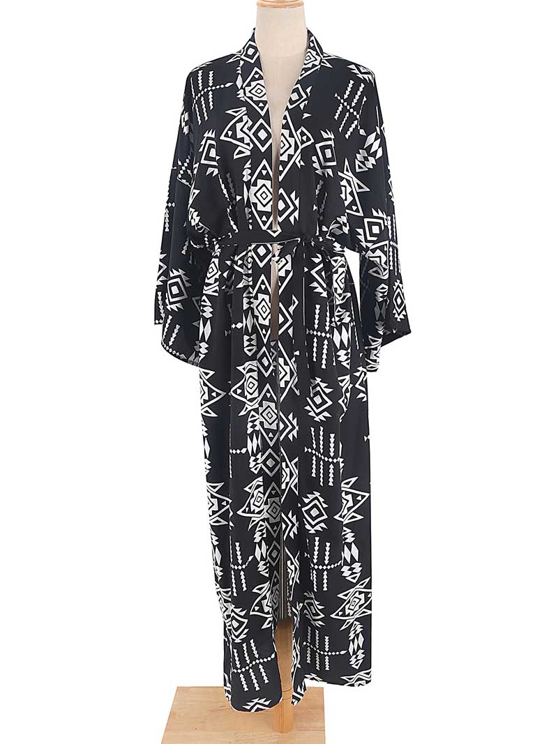 Printed Different Colors Rayon Long Length Gown Kimono Duster Robe