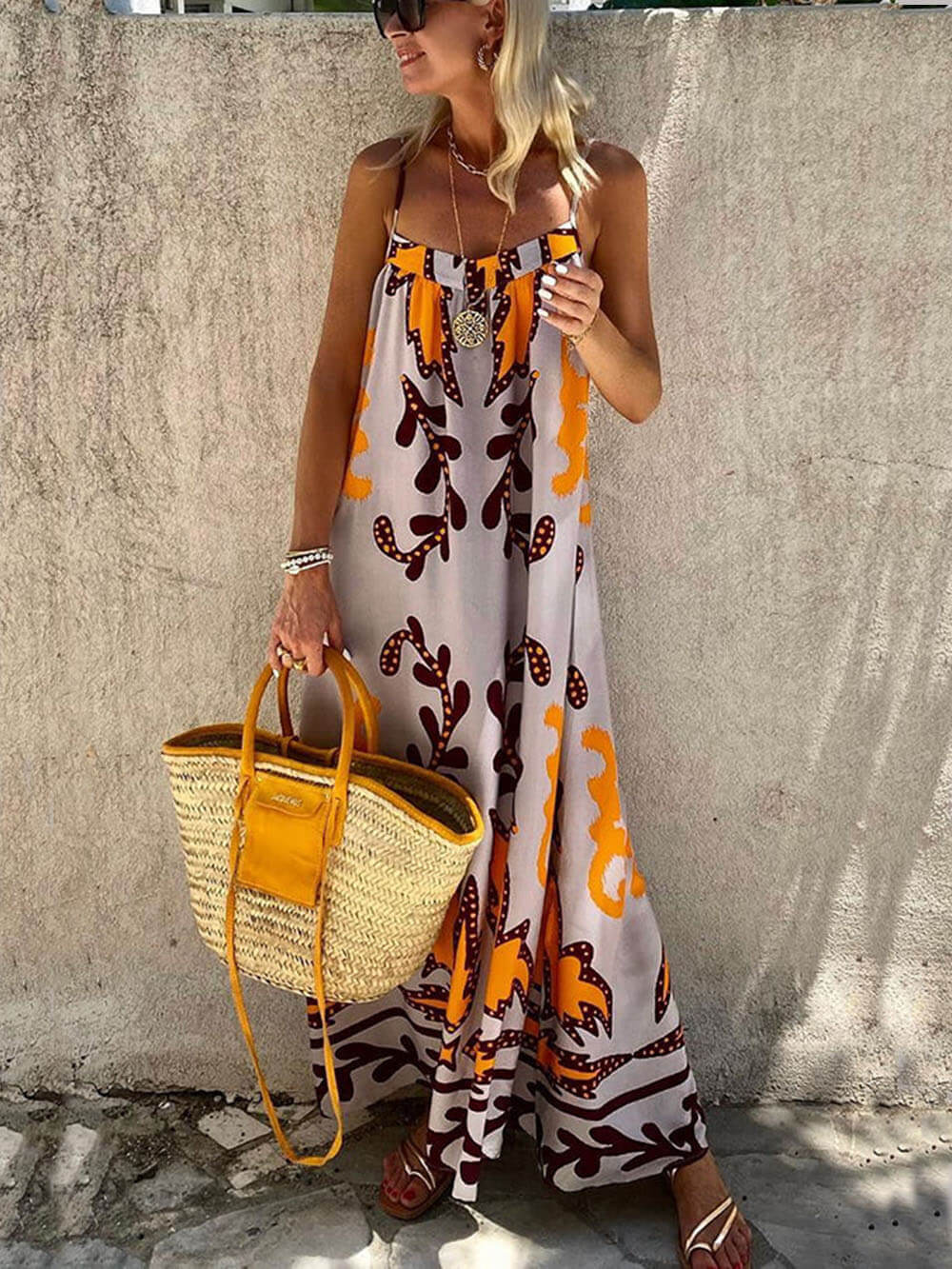 Ethnic Printed Loose Cami Maxi Dress - Fashionpara