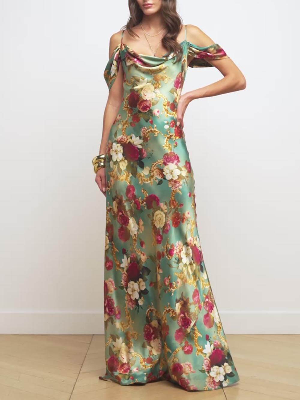 Radiant Off-The-Shoulder Printed Maxi Dress - Fashionpara