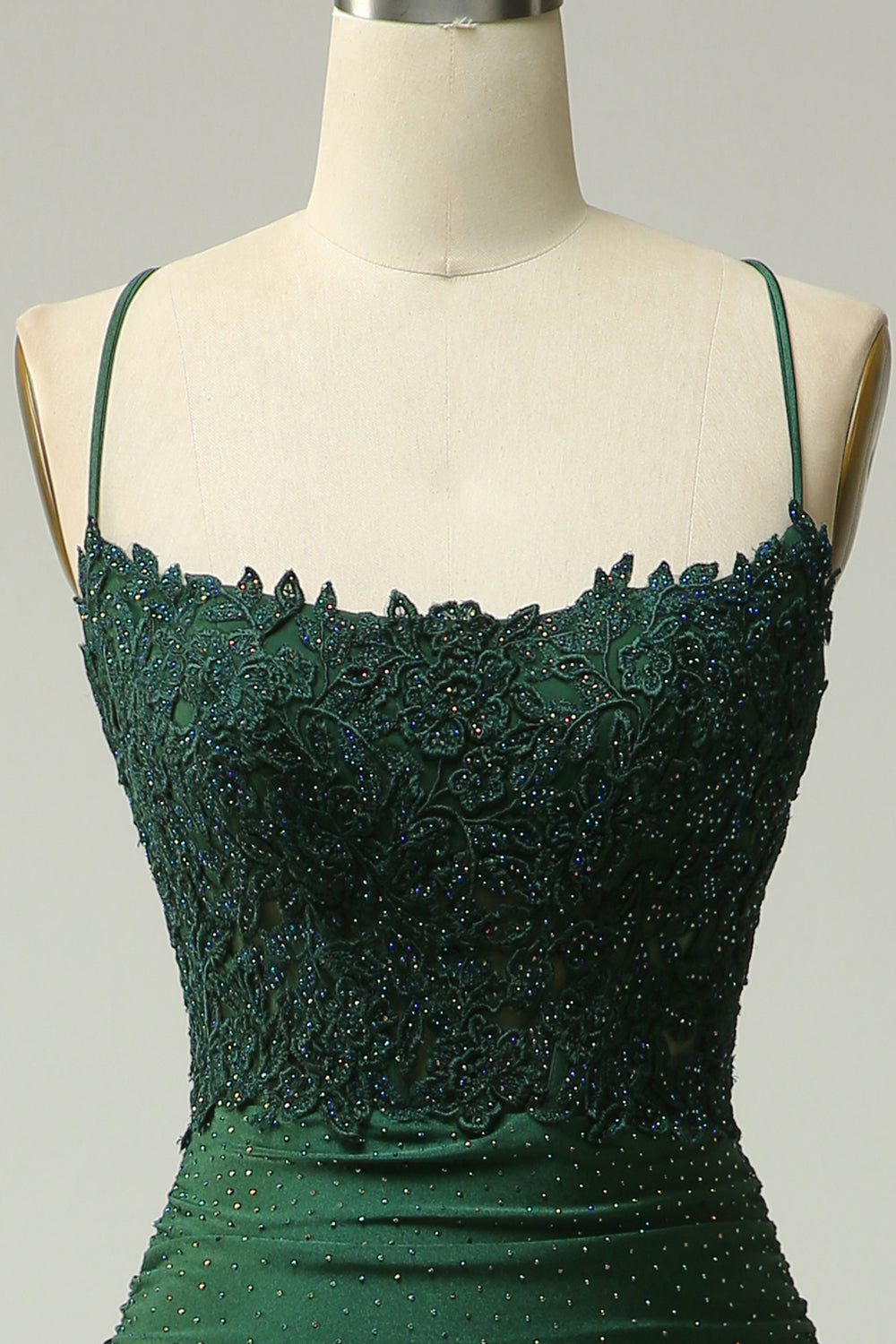 Mermaid Halter Dark Green Long Prom Dress with Appliques Beading