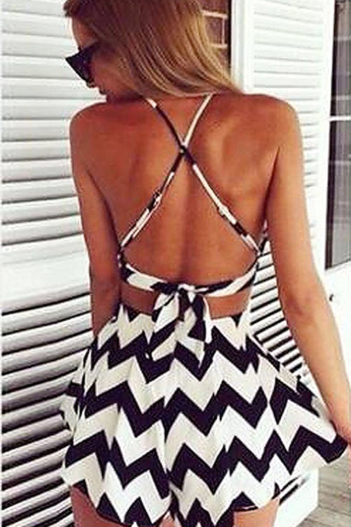 Wave Print Tie-back Suit