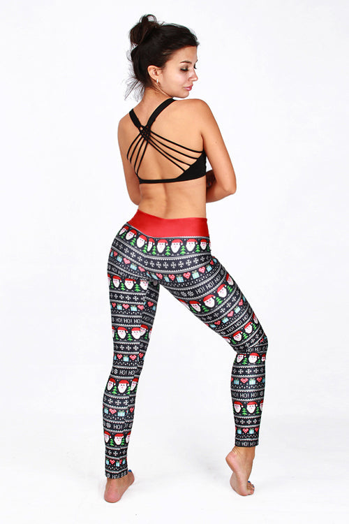 Christmas Santa Print Yoga Pants