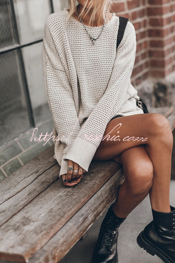 Cup of Cozy Knit Oversized Slit Side Sweater