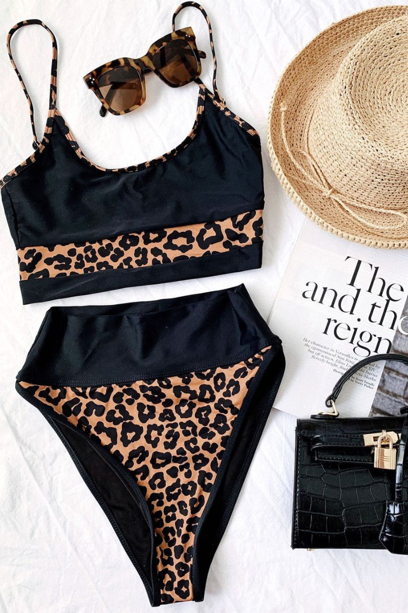 Leopard High Waisted Two pieces Swimsuit