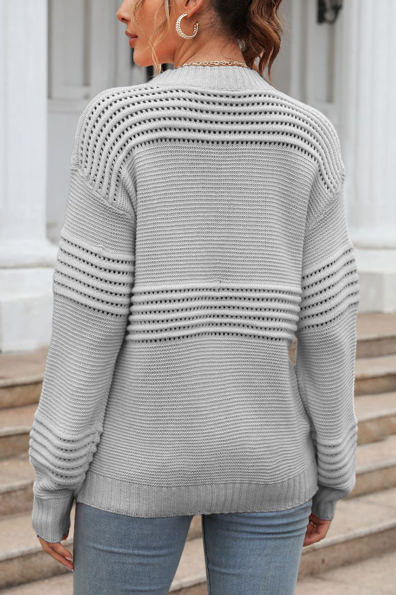 Solid Color Hollow Knit Bottoming Sweater