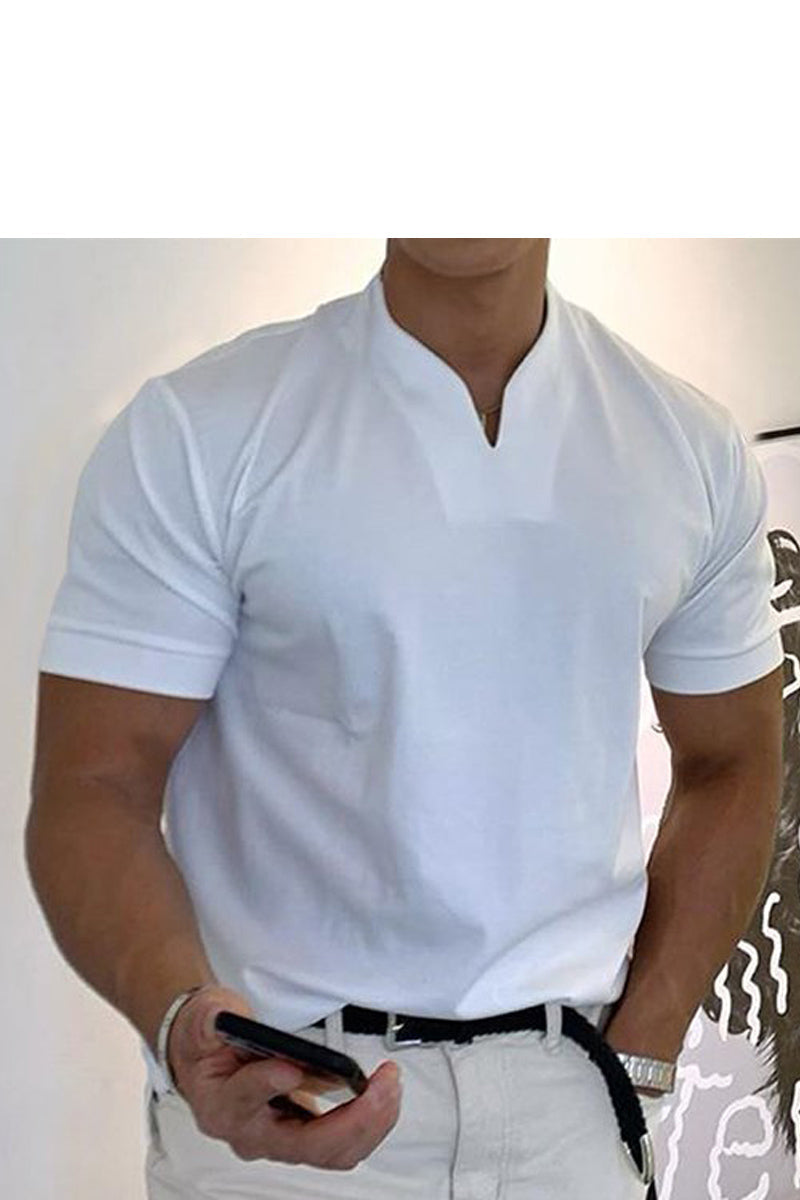 Men Gentlemans Business Short Sleeve Fitness T-Shirt