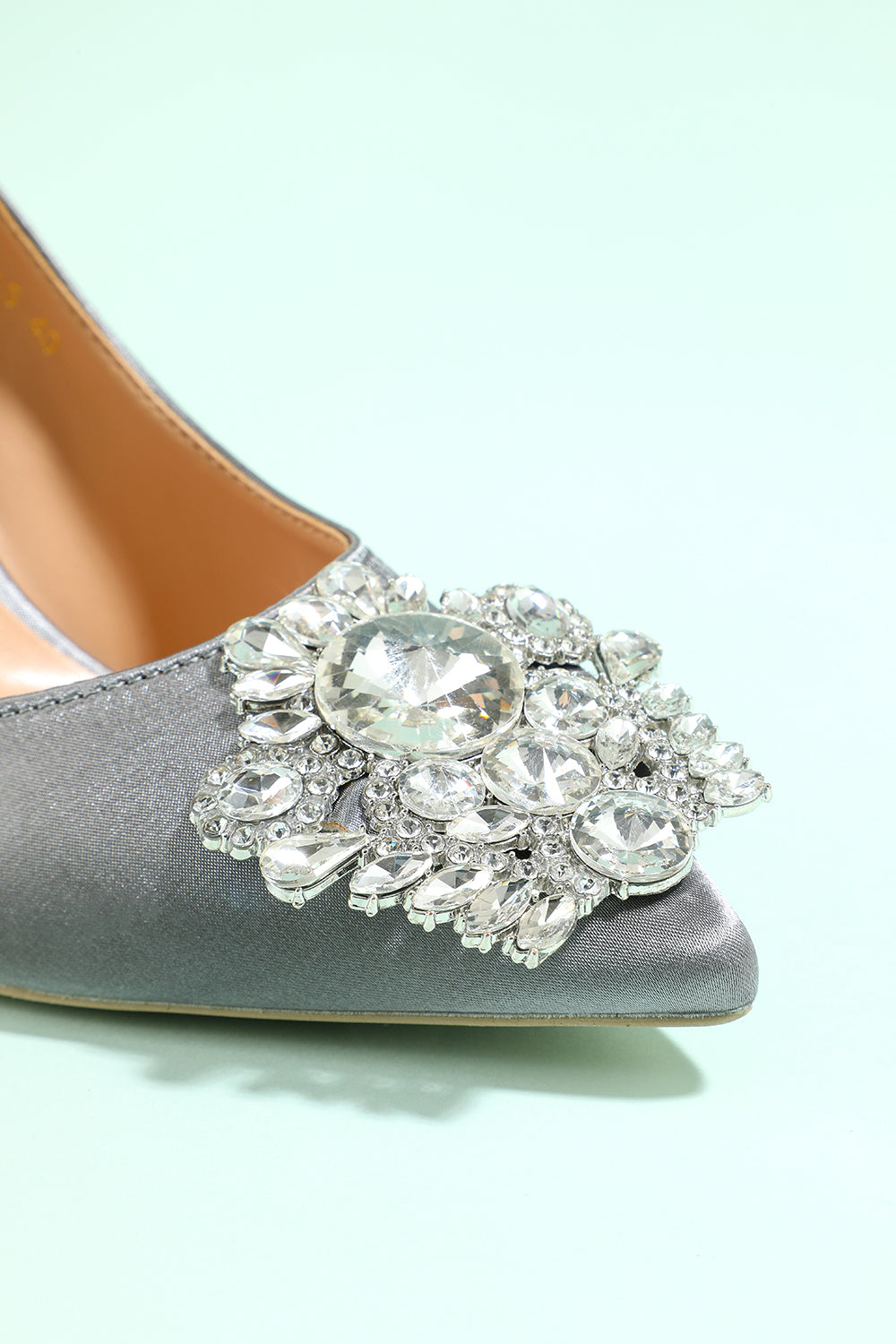 Grey Rhinestone Party Shoes