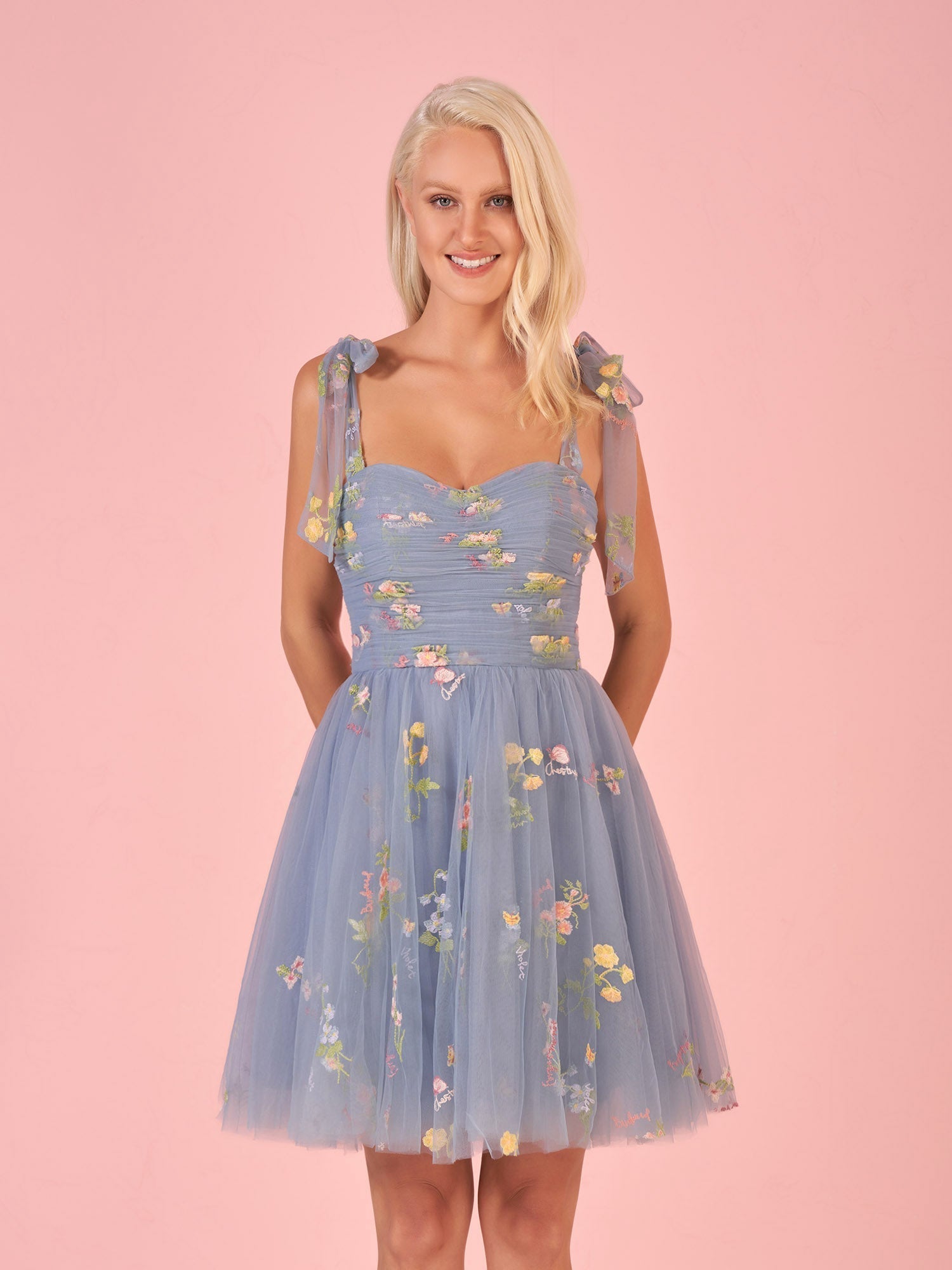 Claire A-Line Short Sweetheart Tulle Floral Homecoming Dress